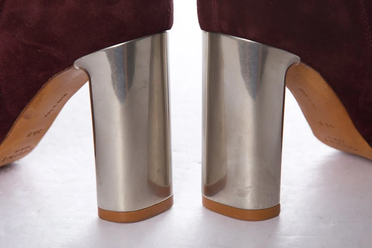 Céline Burgundy Suede Booties SZ 35.5