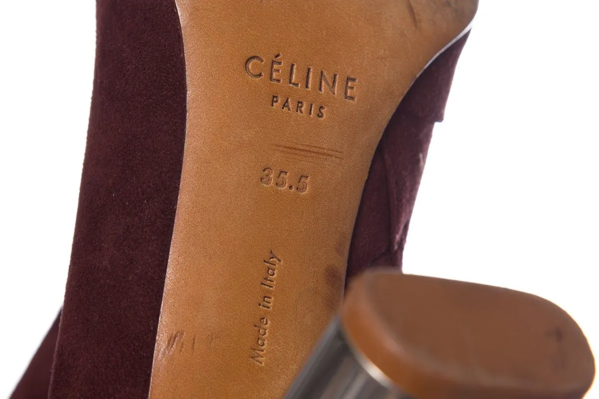 Céline Burgundy Suede Booties SZ 35.5