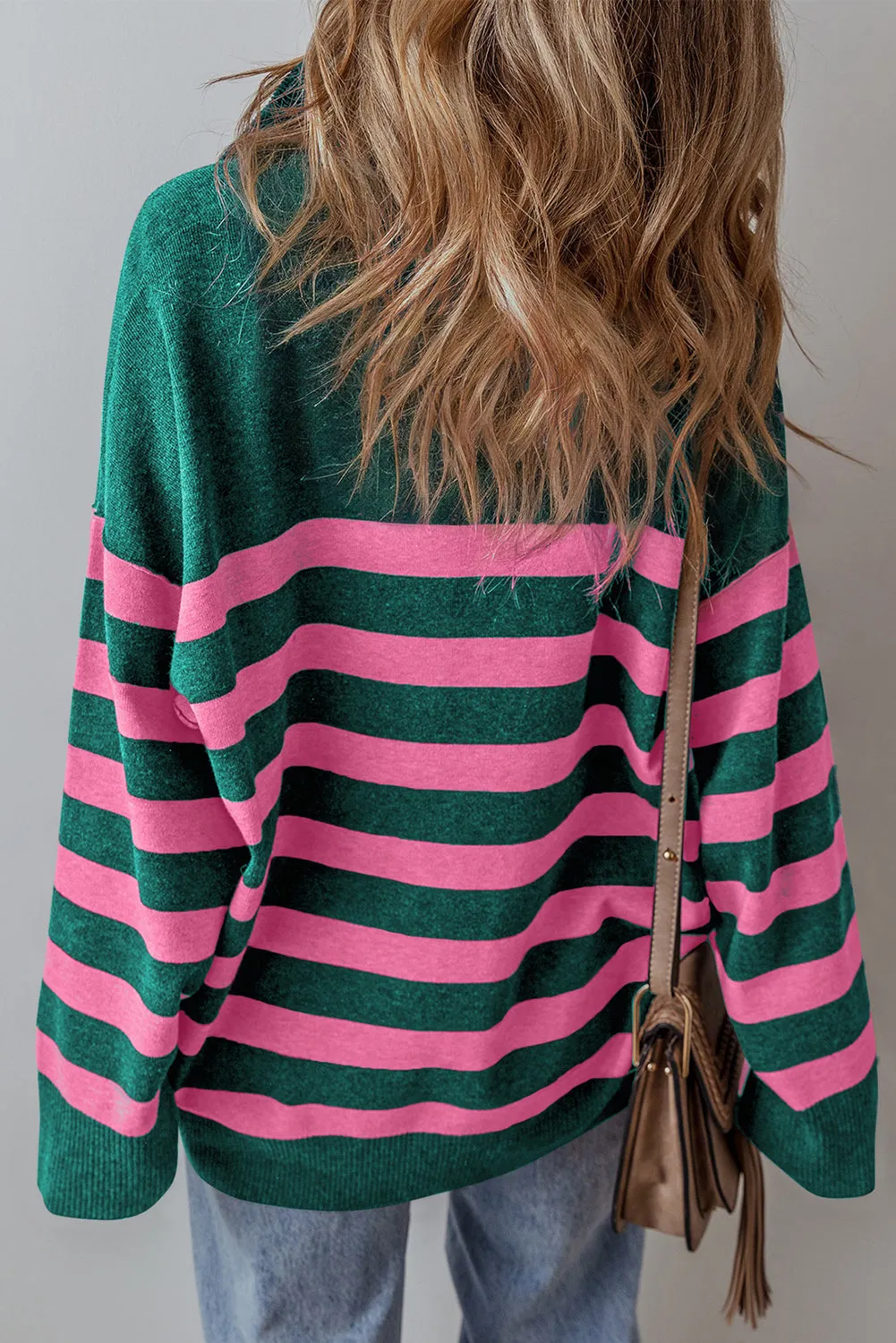 Collared Quarter Zipper Oversized Sweater