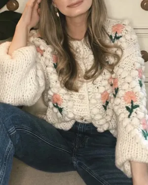 Contrast Handicraft Single-breasted Sweaters Cardigans
