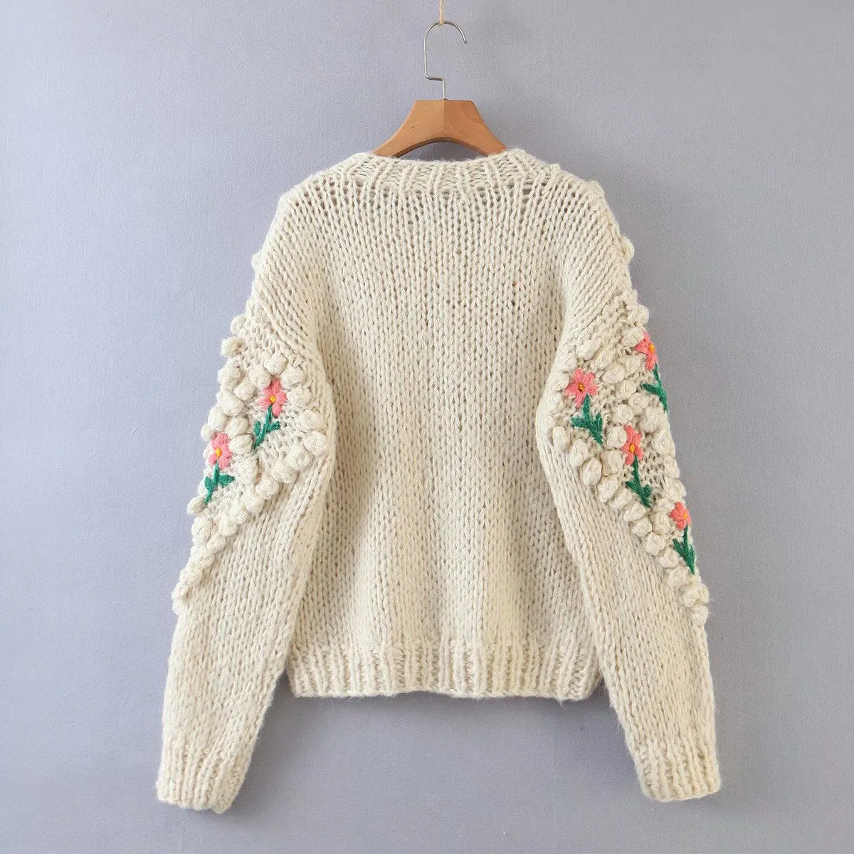 Contrast Handicraft Single-breasted Sweaters Cardigans