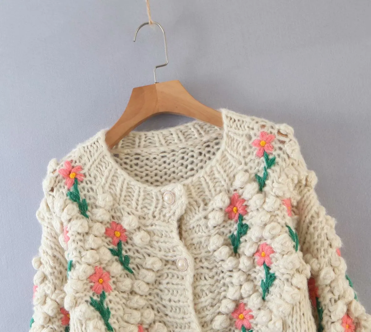 Contrast Handicraft Single-breasted Sweaters Cardigans