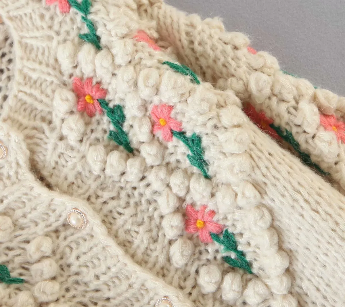 Contrast Handicraft Single-breasted Sweaters Cardigans