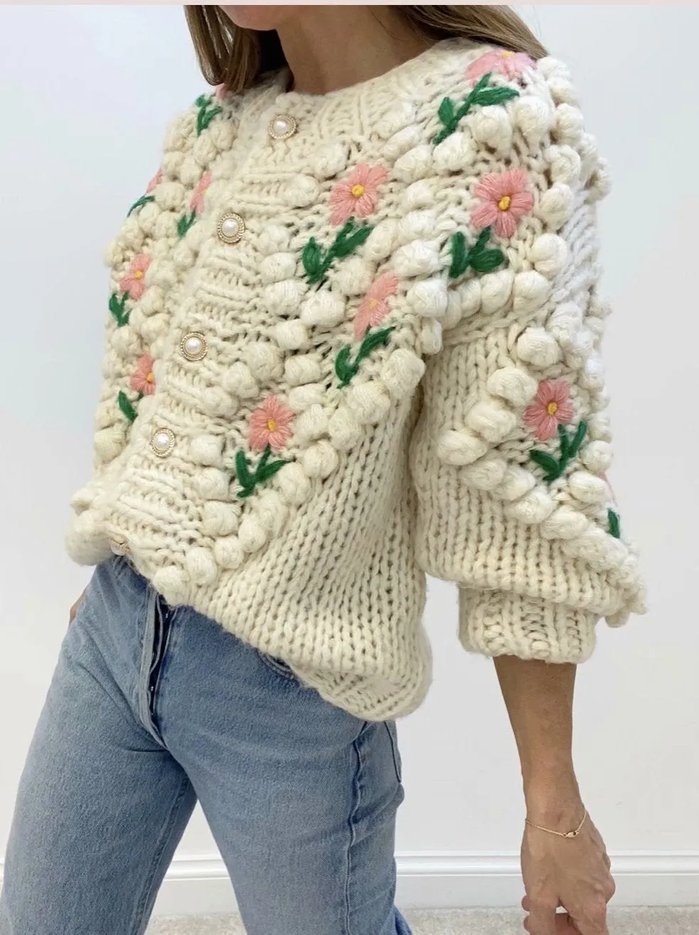Contrast Handicraft Single-breasted Sweaters Cardigans