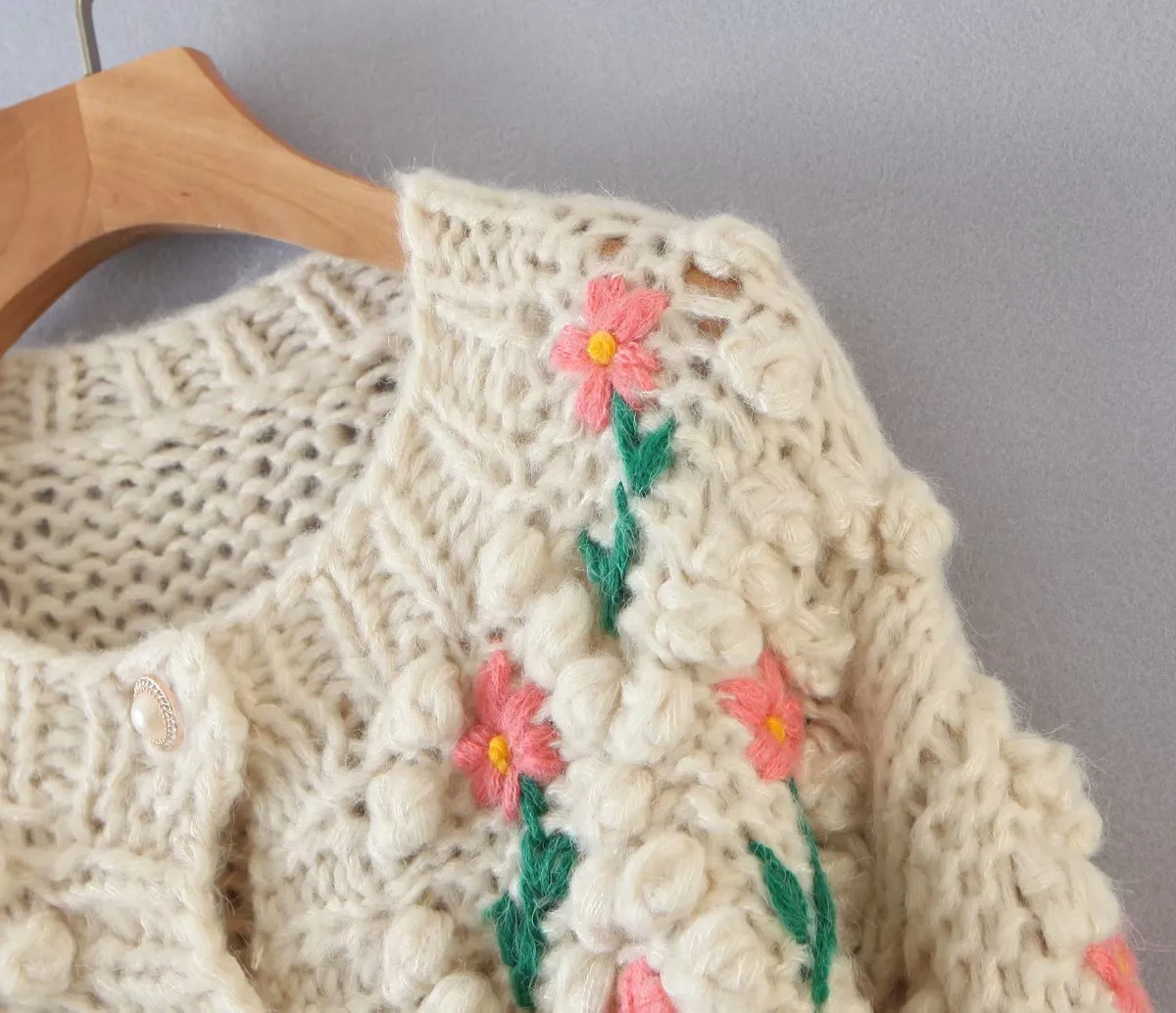 Contrast Handicraft Single-breasted Sweaters Cardigans