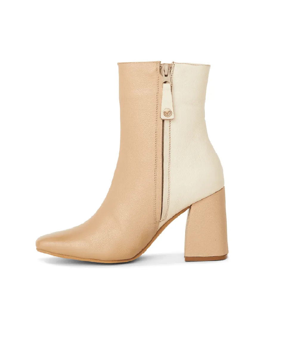 Contrast Leather Ankle Boots
