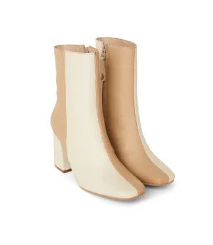 Contrast Leather Ankle Boots