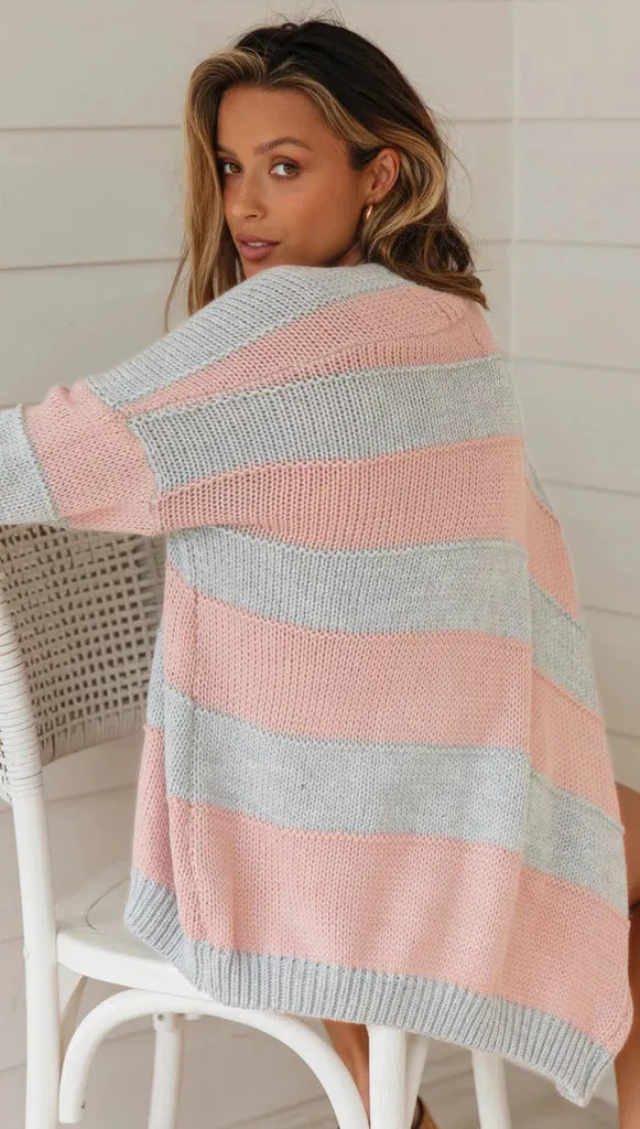 Contrast Stripe Knitting Sweater Cardigans