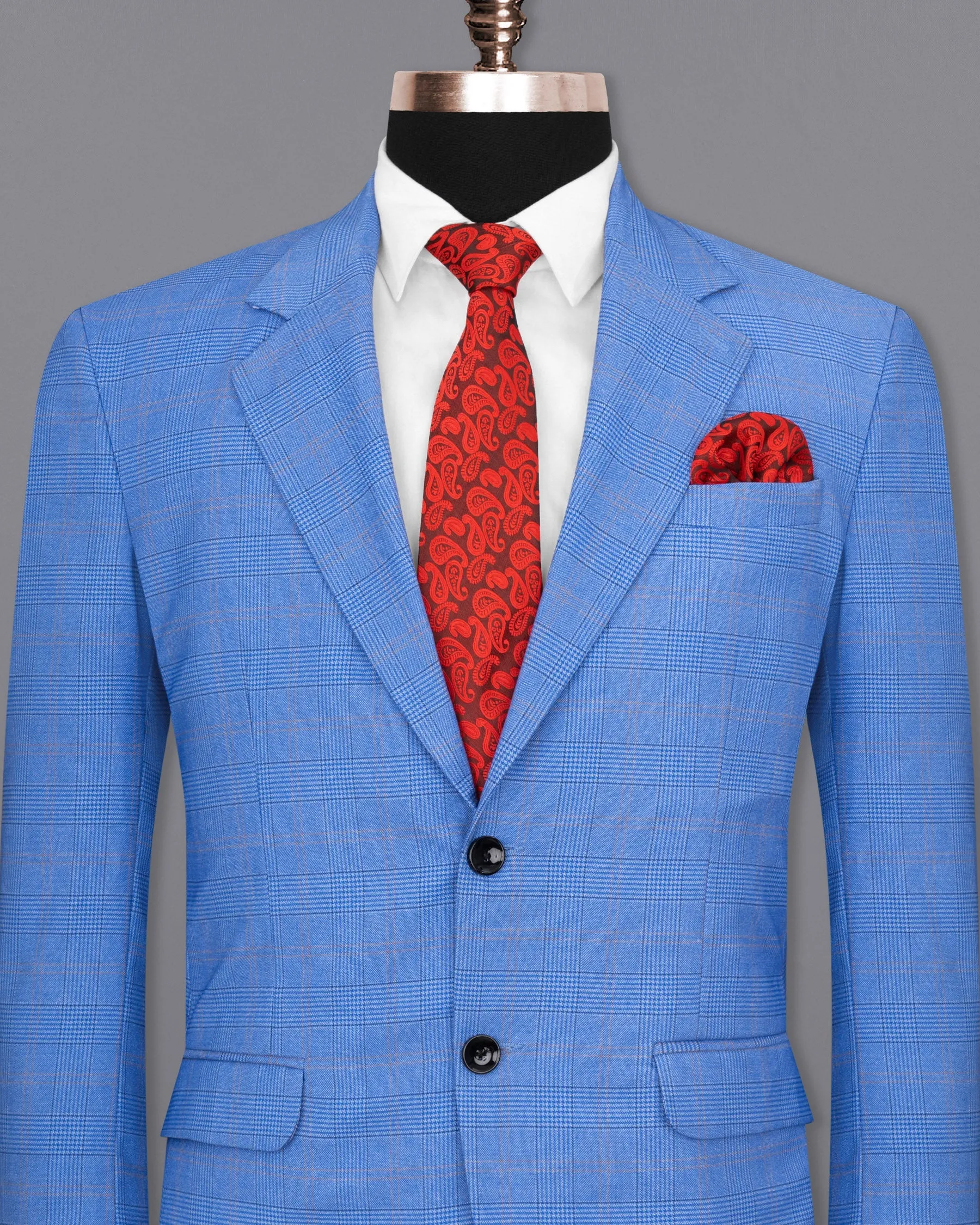 Cornflower Blue Super fine Plaid Woolrich Blazer