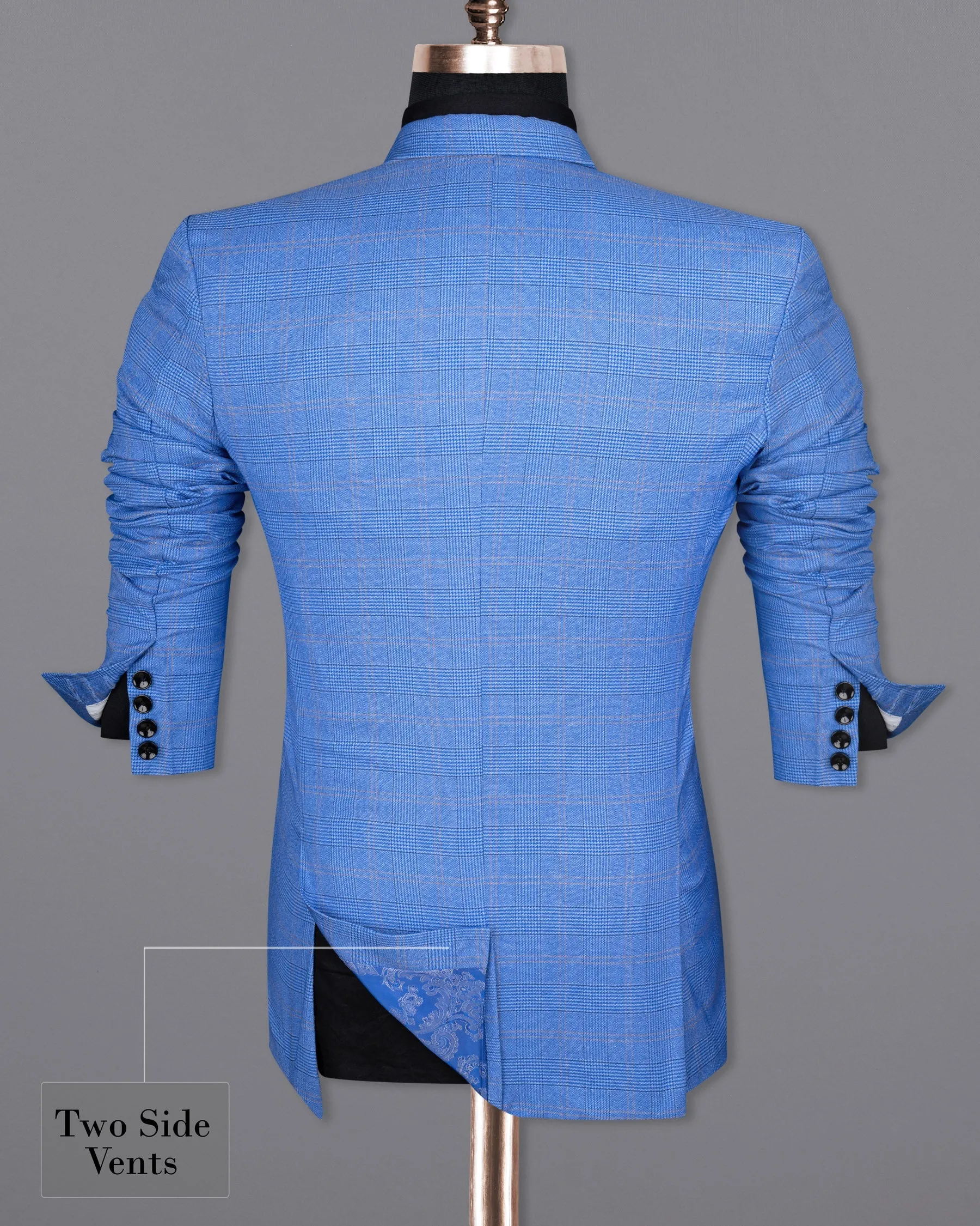 Cornflower Blue Super fine Plaid Woolrich Blazer