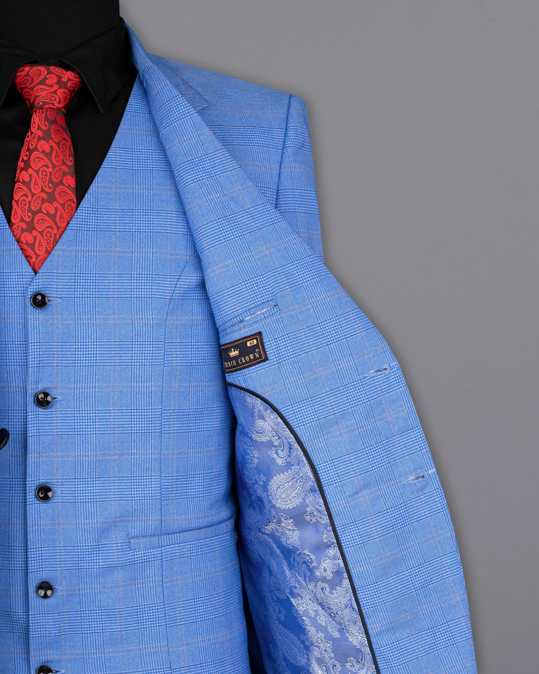 Cornflower Blue Super fine Plaid Woolrich Blazer