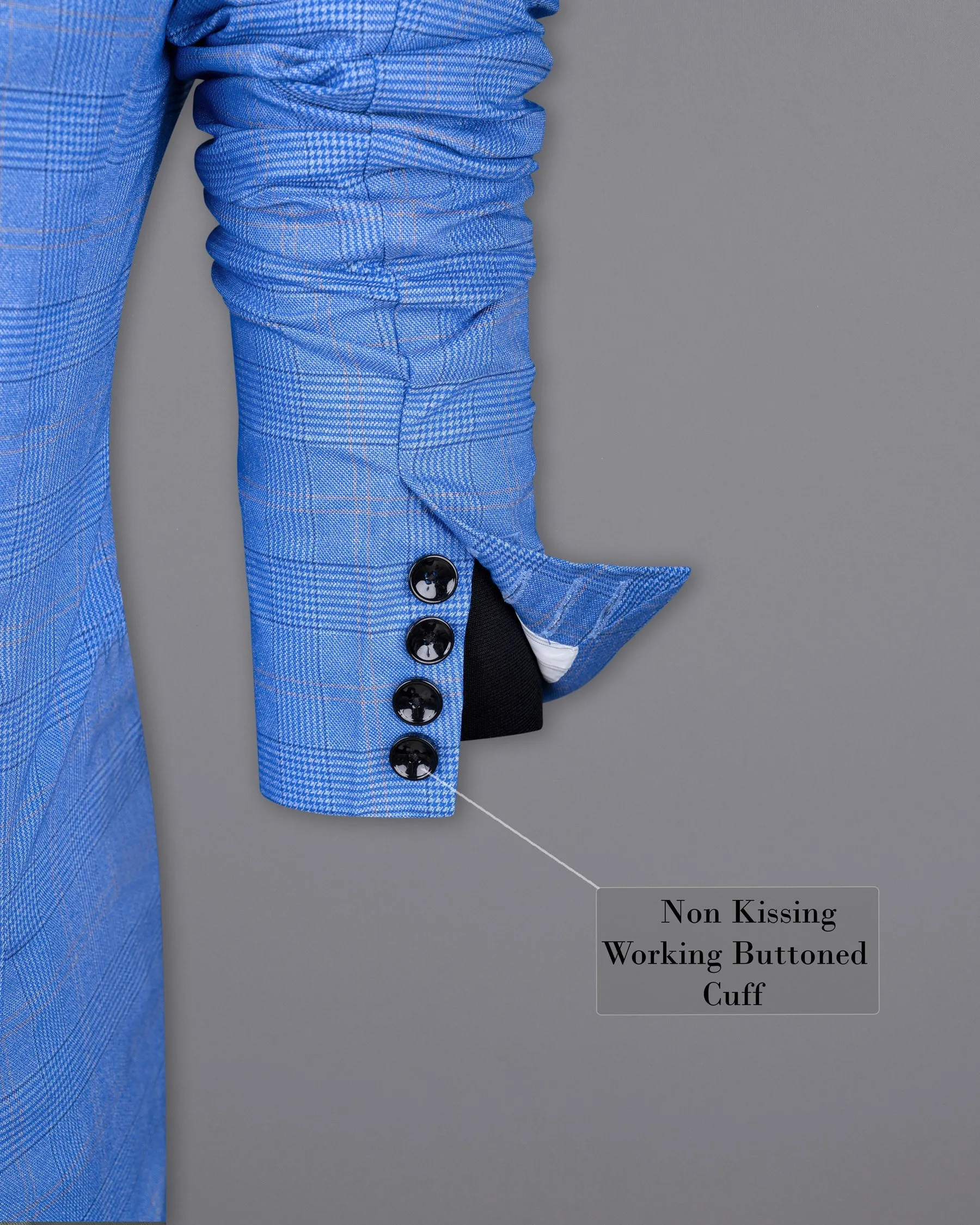 Cornflower Blue Super fine Plaid Woolrich Blazer
