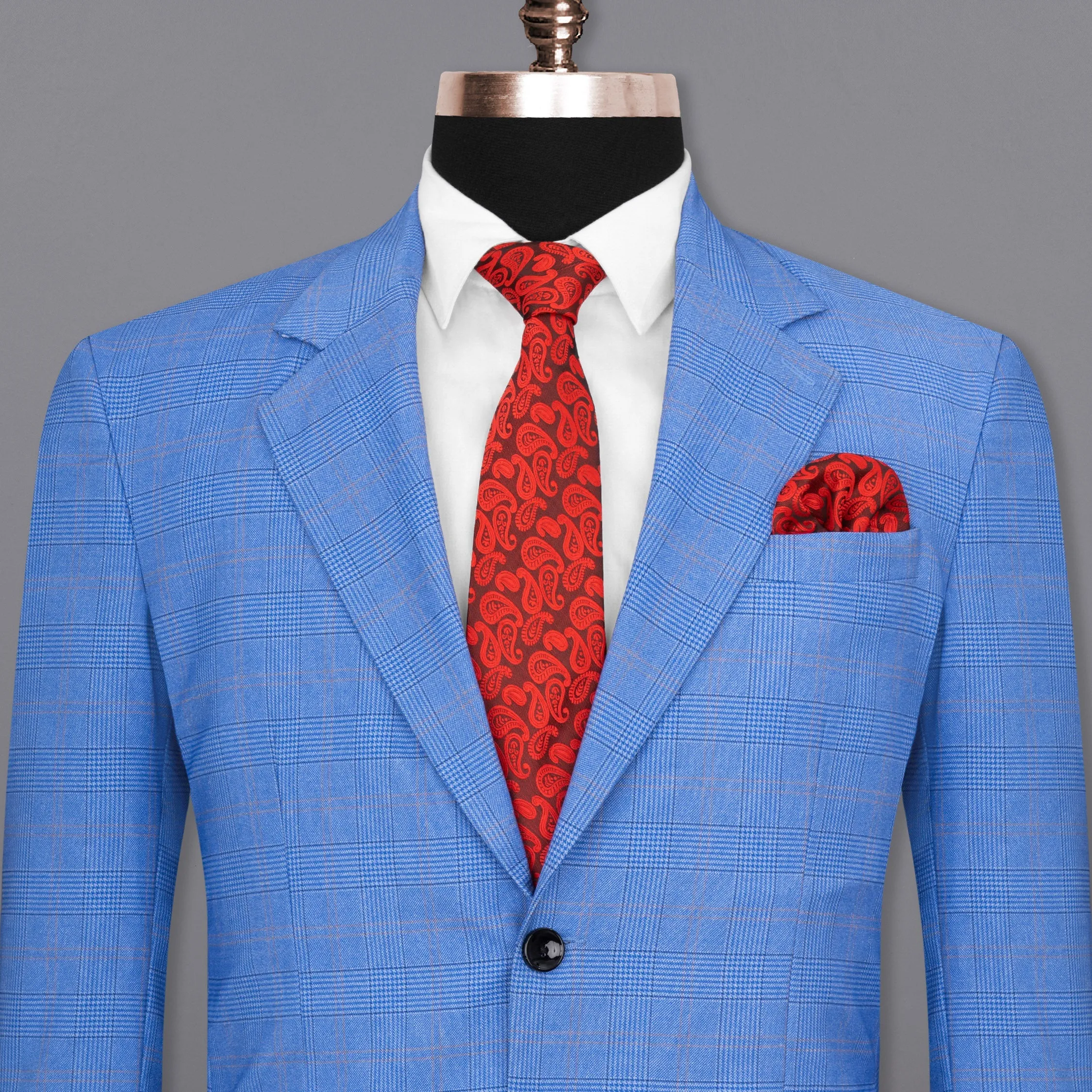 Cornflower Blue Super fine Plaid Woolrich Blazer