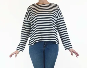 Cos blue and white striped cropped long sleeve top size S