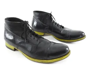 Costume National Black and Yellow Sole Lace Up Ankle Boots - 11