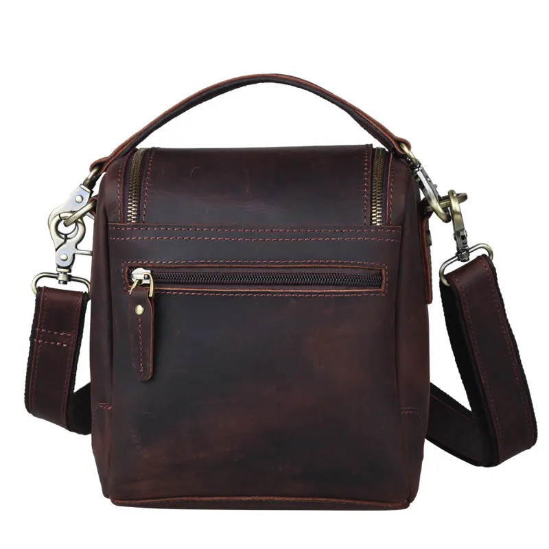 Crazy Horse Leather Camera Shoulder Bag Full Grain Leather Crossbody DSLR Camera Bag Mens Messenger Bag