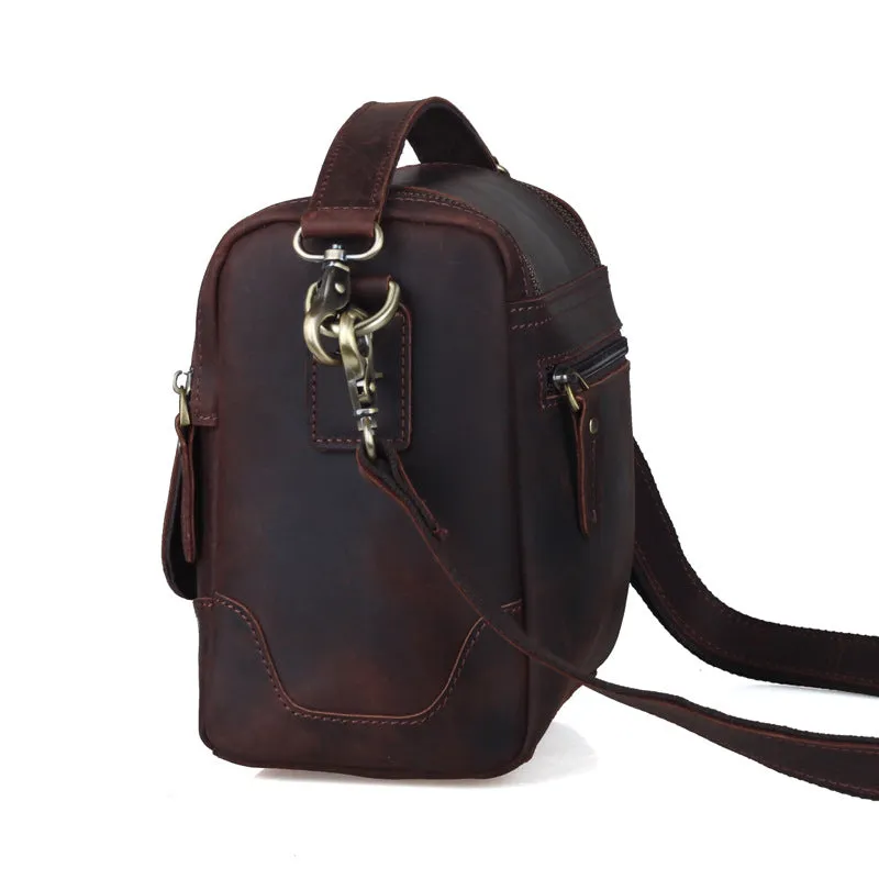 Crazy Horse Leather Camera Shoulder Bag Full Grain Leather Crossbody DSLR Camera Bag Mens Messenger Bag