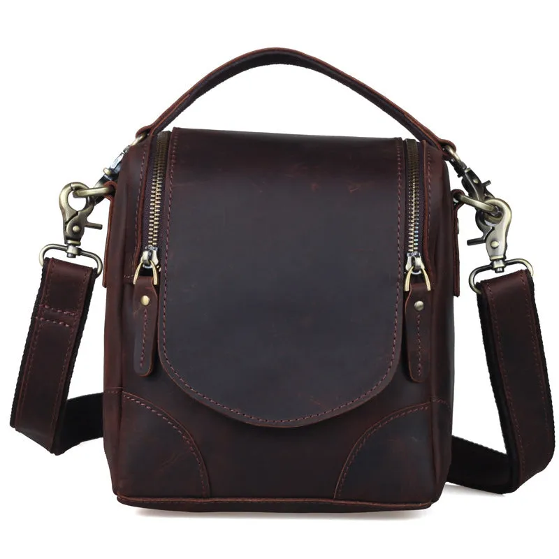 Crazy Horse Leather Camera Shoulder Bag Full Grain Leather Crossbody DSLR Camera Bag Mens Messenger Bag