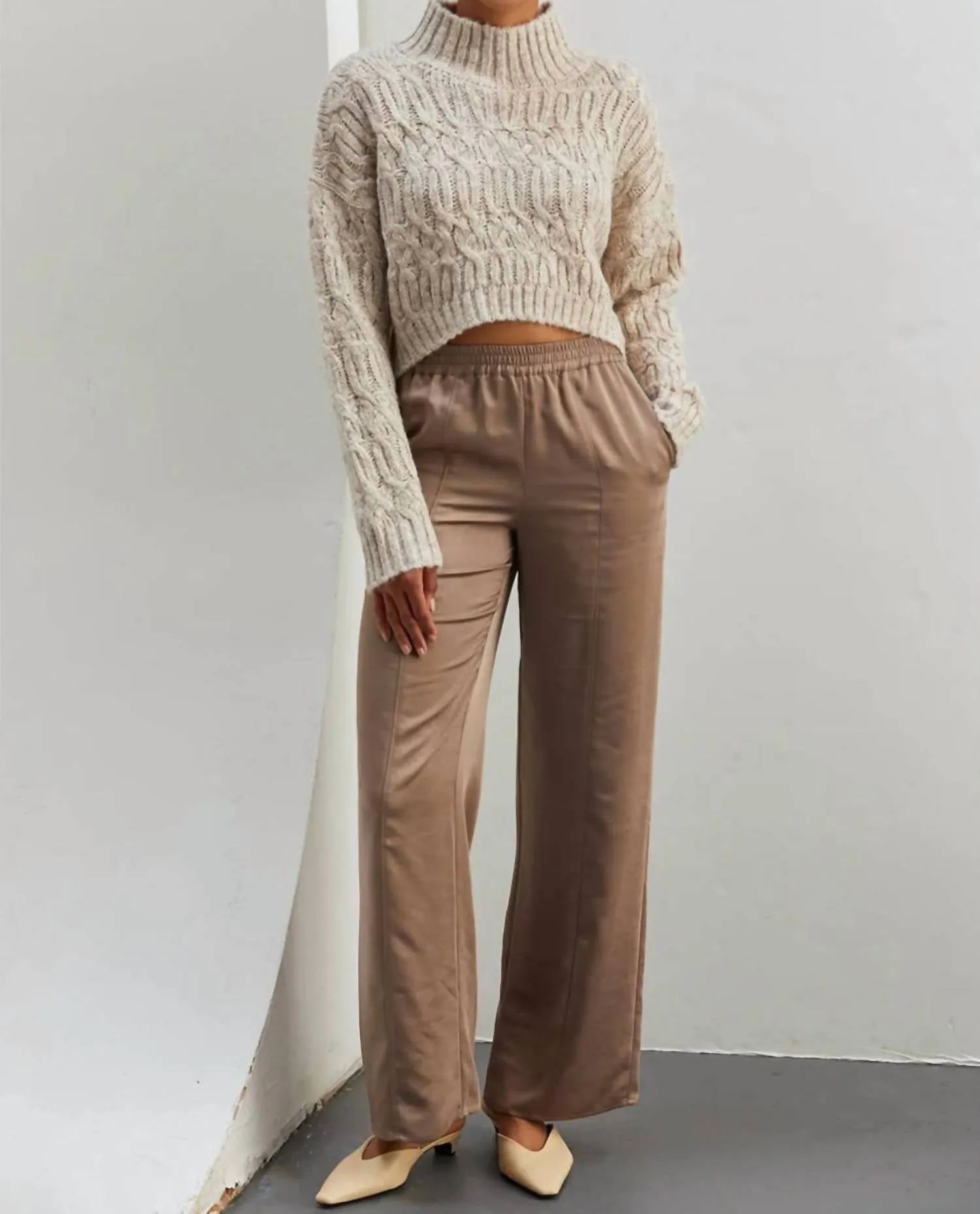 Crescent - Lenore Mock Neck Cropped Sweater