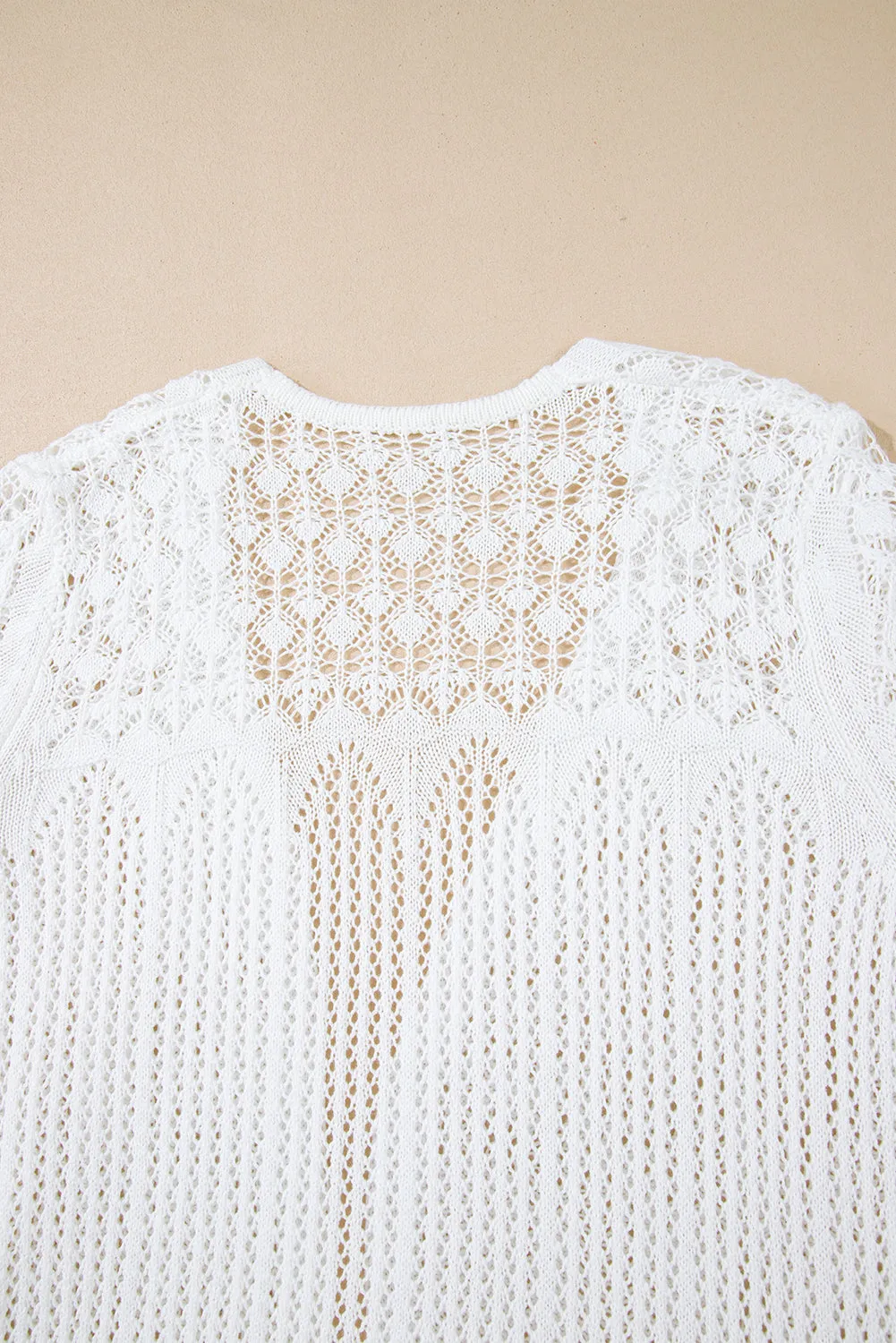 Crochet Hollow Out Open Front Cardigan