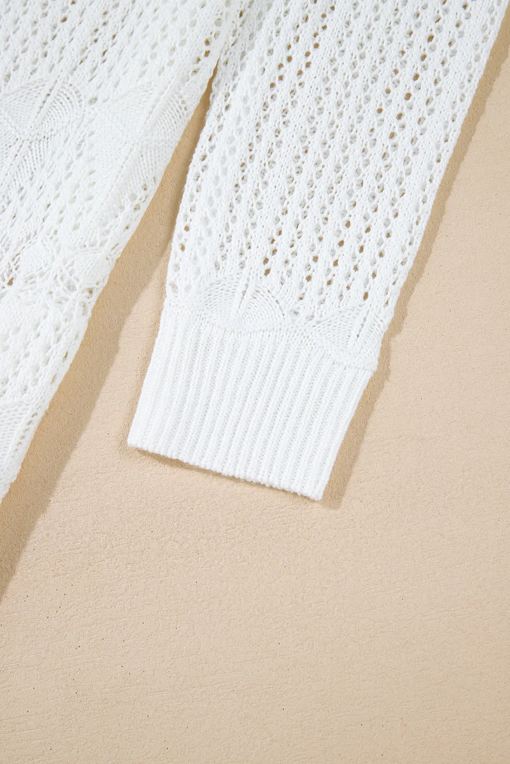 Crochet Hollow Out Open Front Cardigan