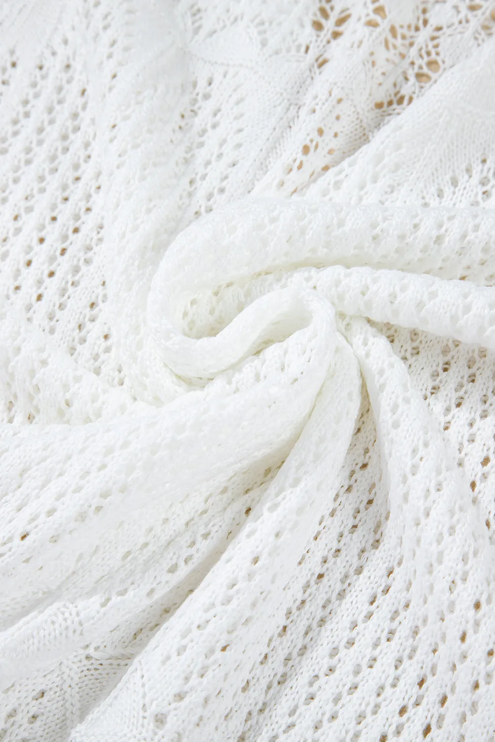 Crochet Hollow Out Open Front Cardigan