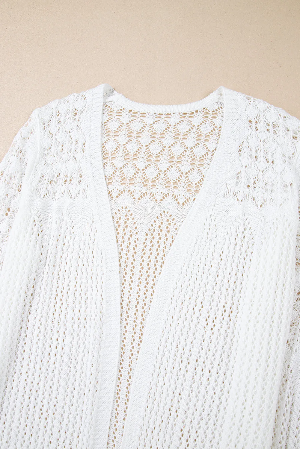 Crochet Hollow Out Open Front Cardigan
