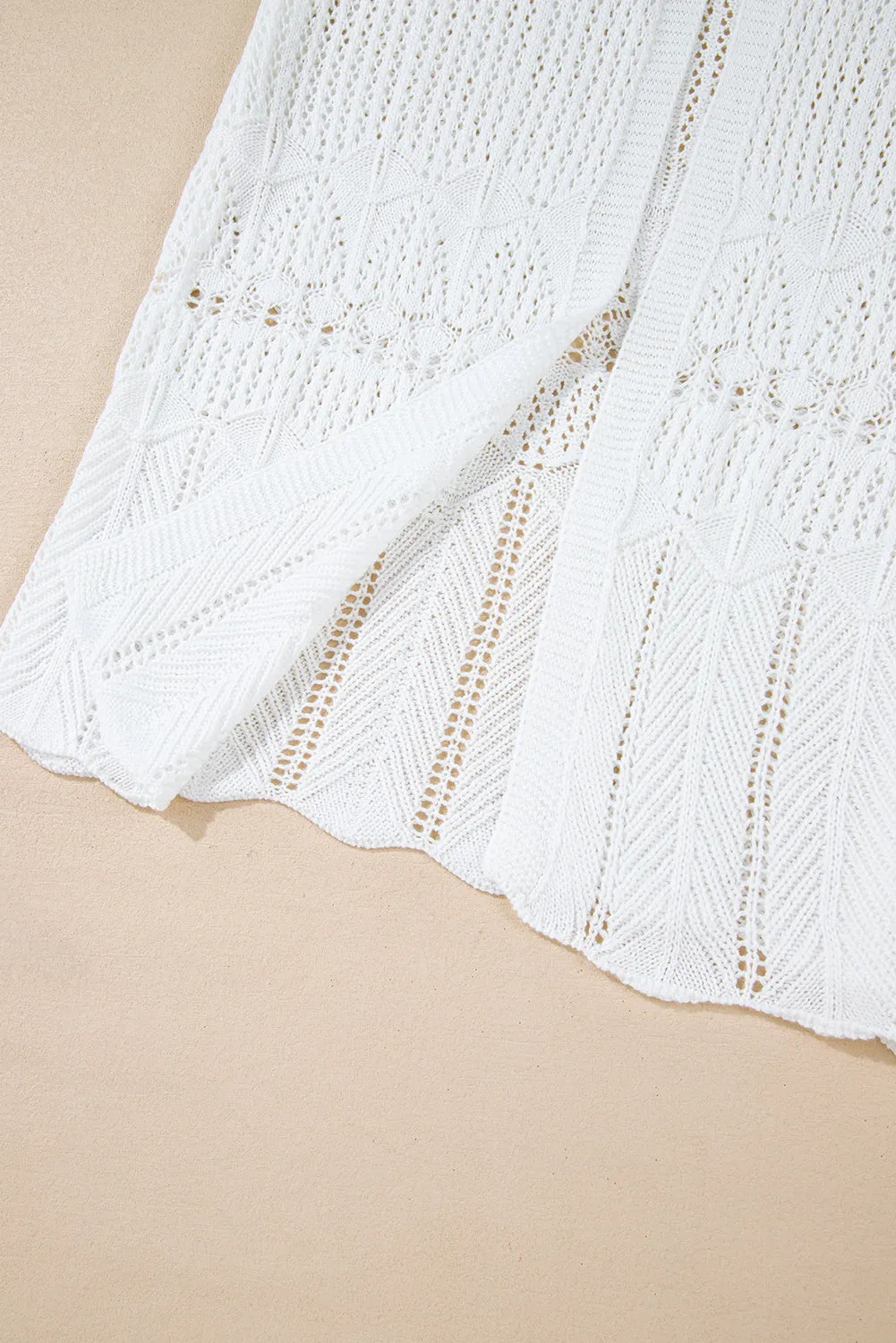 Crochet Hollow Out Open Front Cardigan