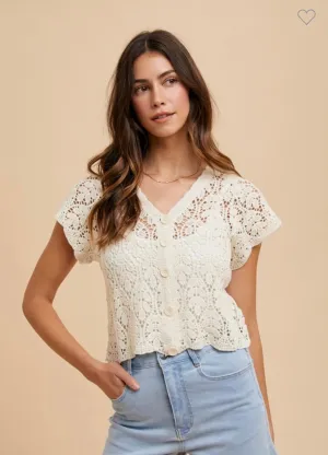 Crochet Short Sleeve Cardigan