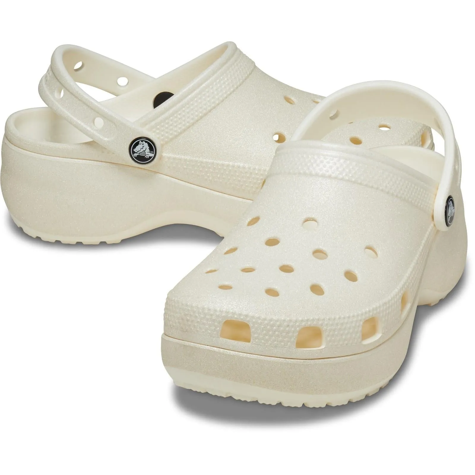 Crocs 207241 Classic Platform Glitter Clog Sandalen für Damen