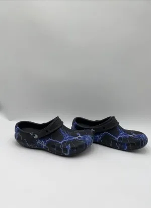 Crocs Adult Unisex Bistro Graphic Clogs Black/Lightning Blue Size 7M/9W - Very Good