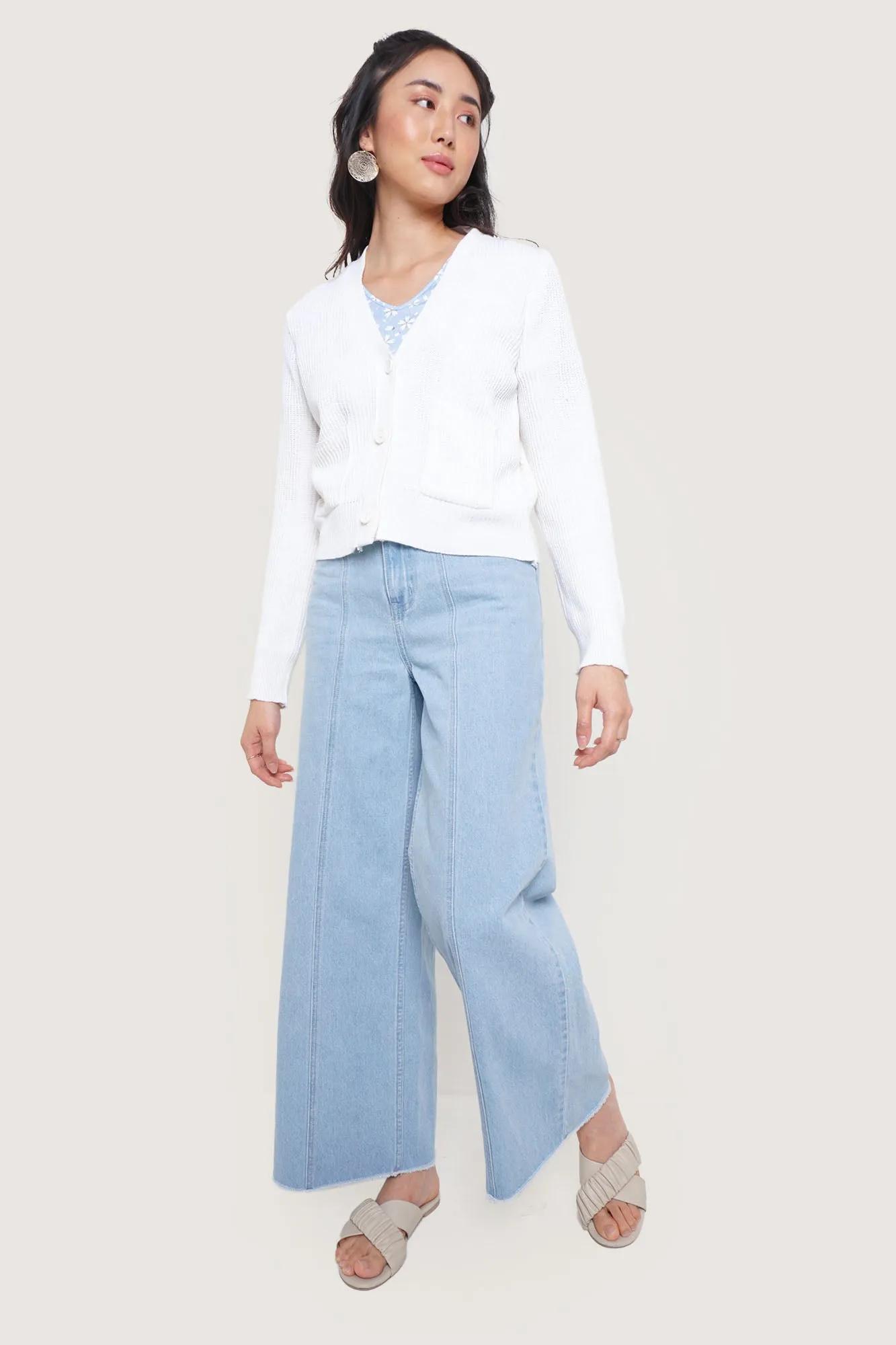 Cropped Cardigan with Patch Pockets