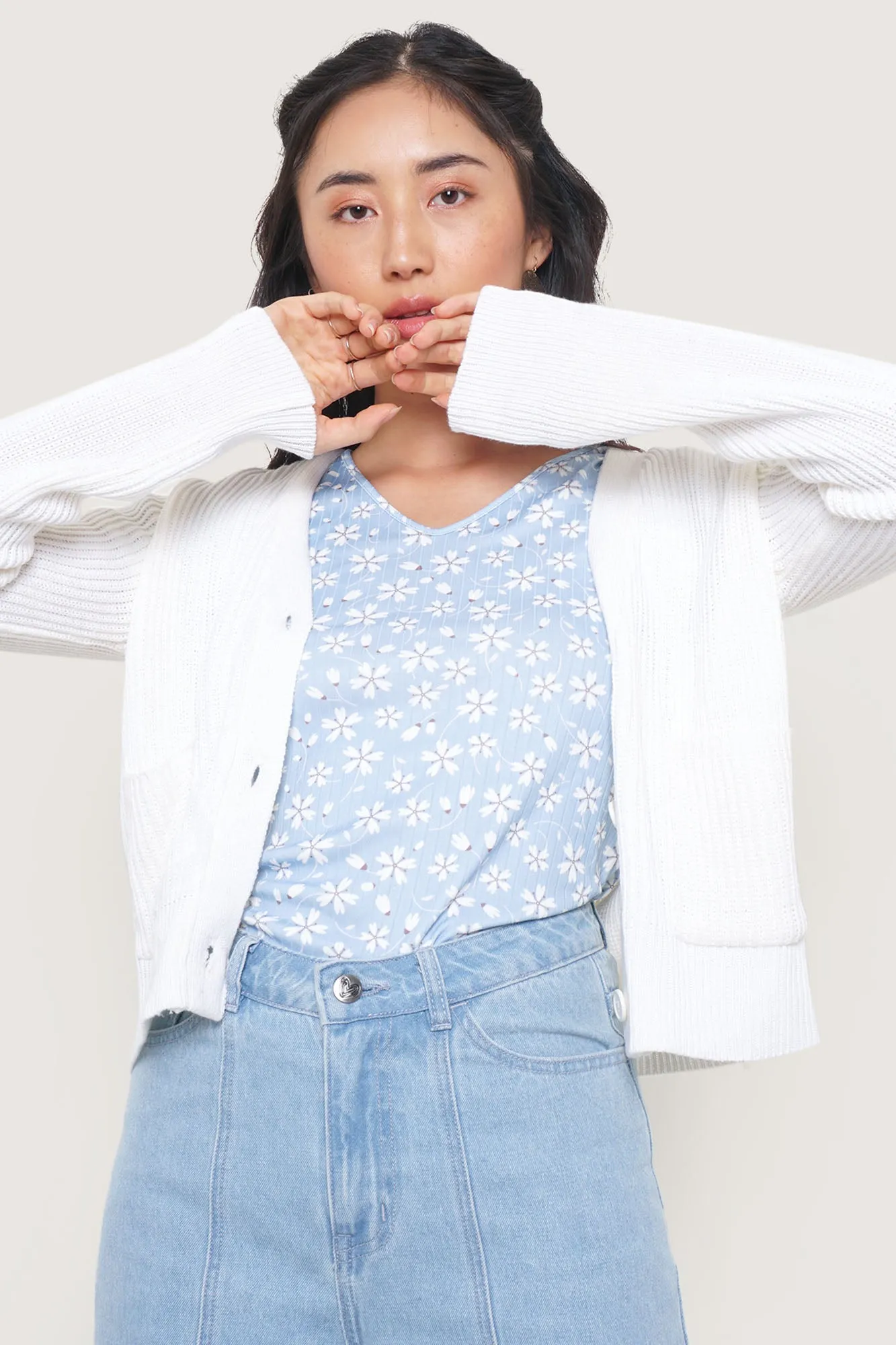 Cropped Cardigan with Patch Pockets