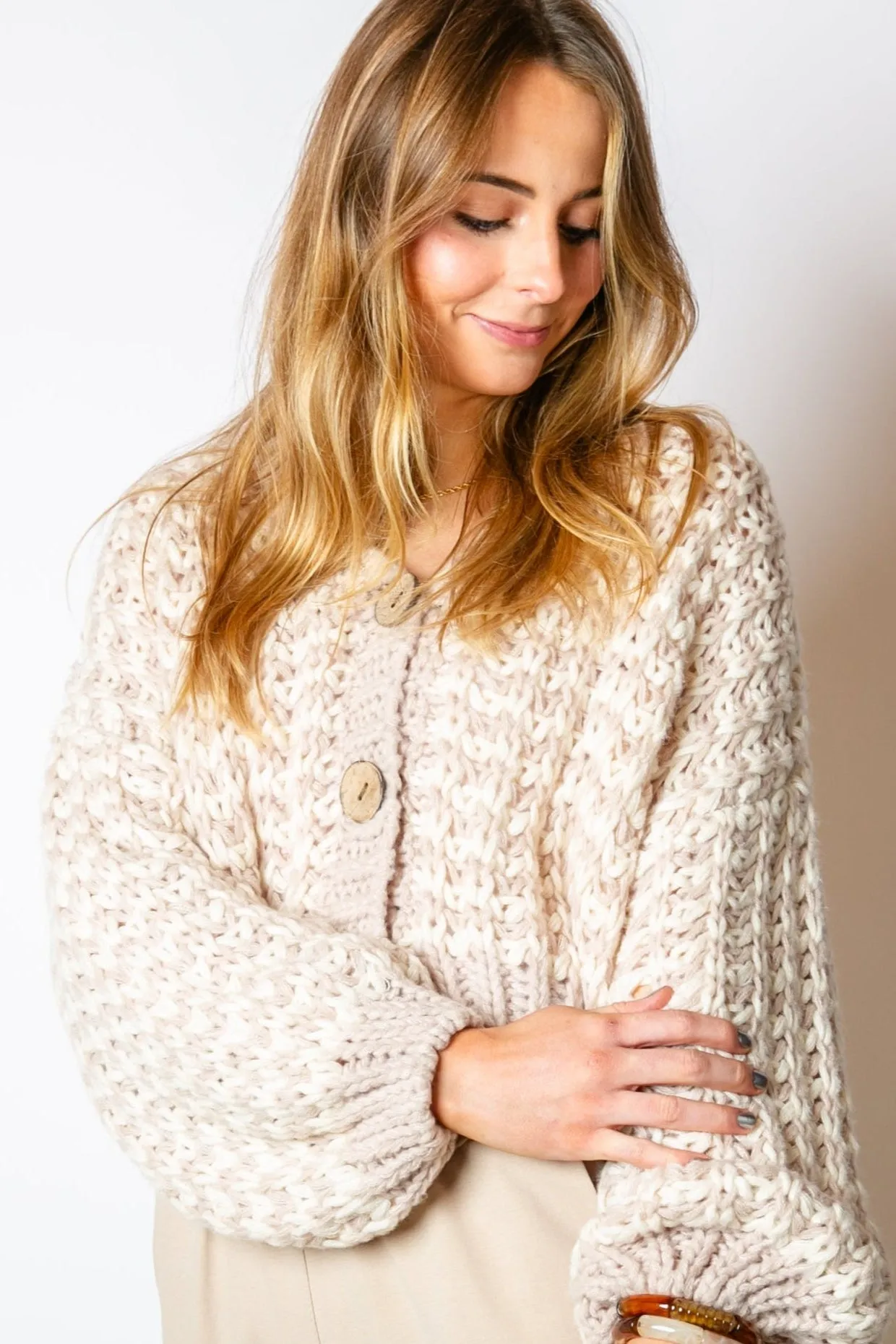 Cropped Chunky Knit Cardigan