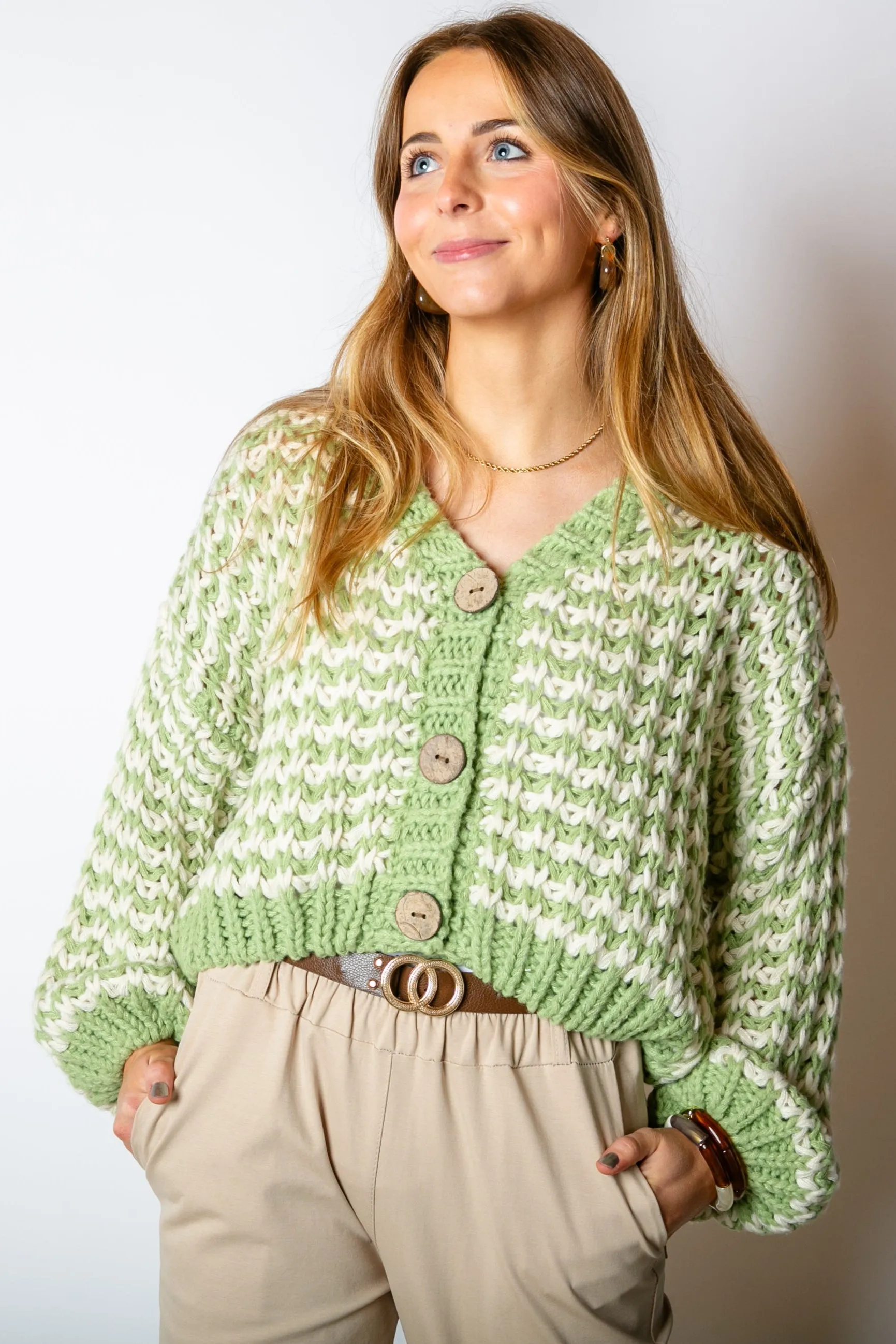 Cropped Chunky Knit Cardigan