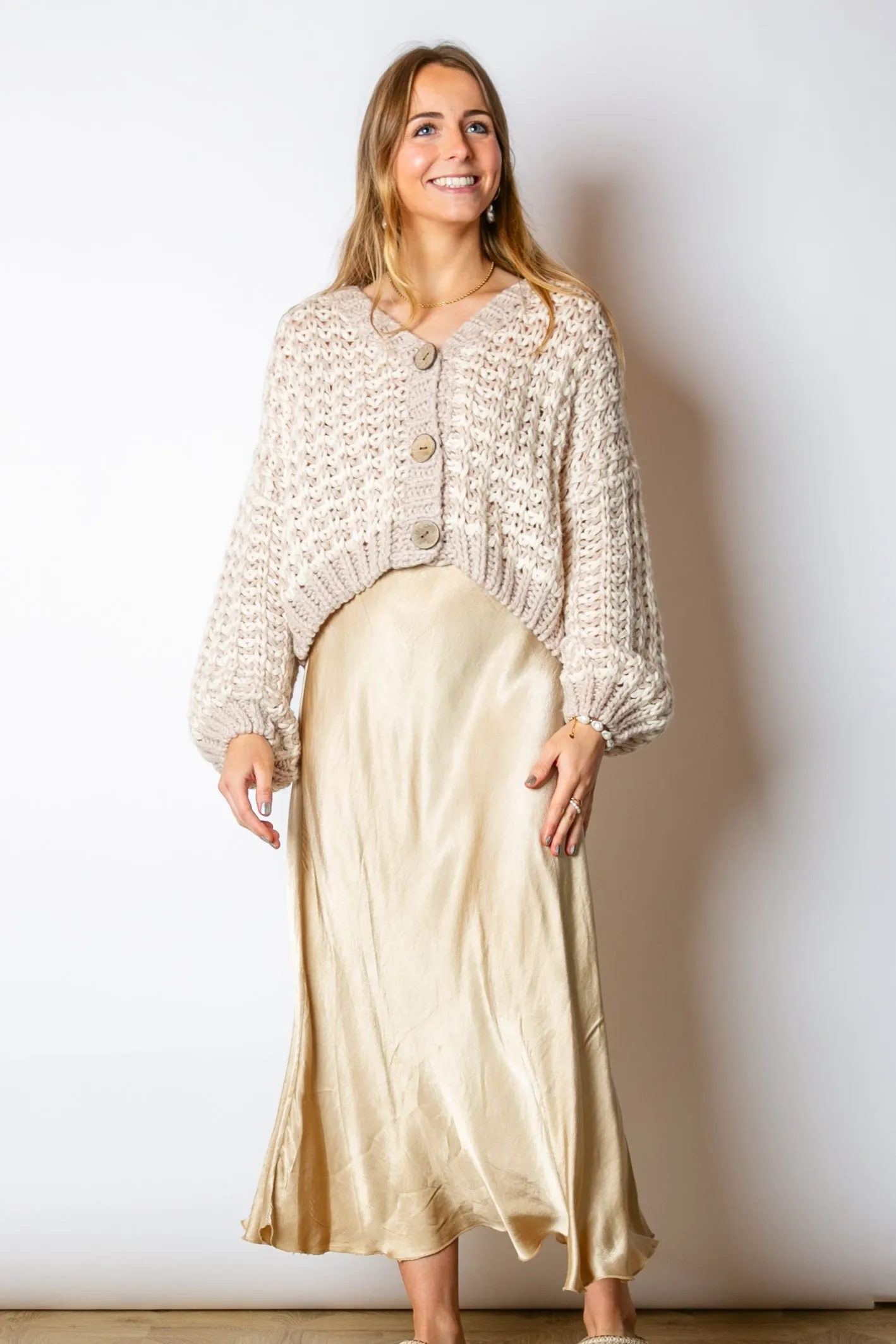Cropped Chunky Knit Cardigan