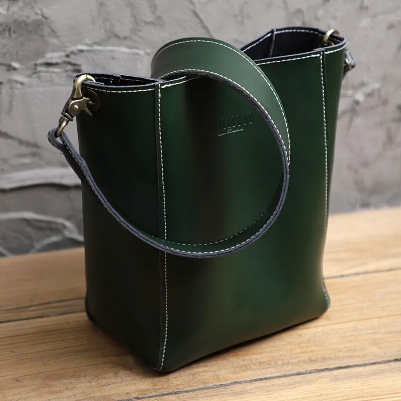 Cute Coffee LEATHER WOMEN Bucket SHOULDER BAG Barrel Crossbody Purses FOR WOMEN