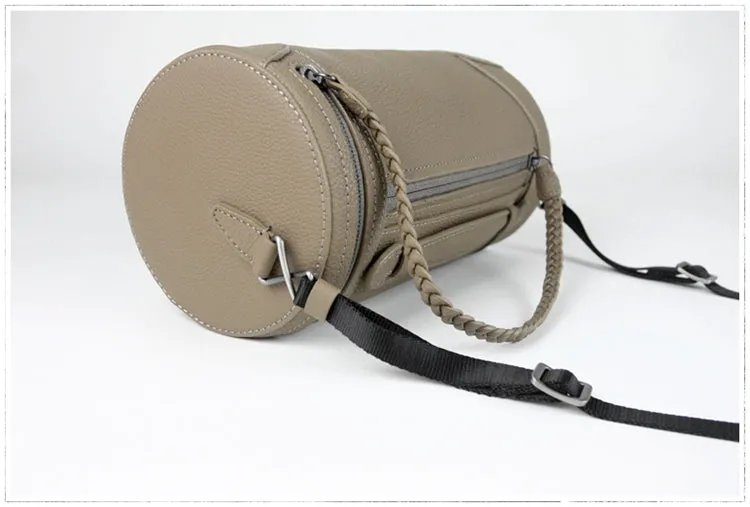 Cute Womens Yellow Leather Bucket Shoulder Purse Barrel Crossbody Bag Purse for Ladies