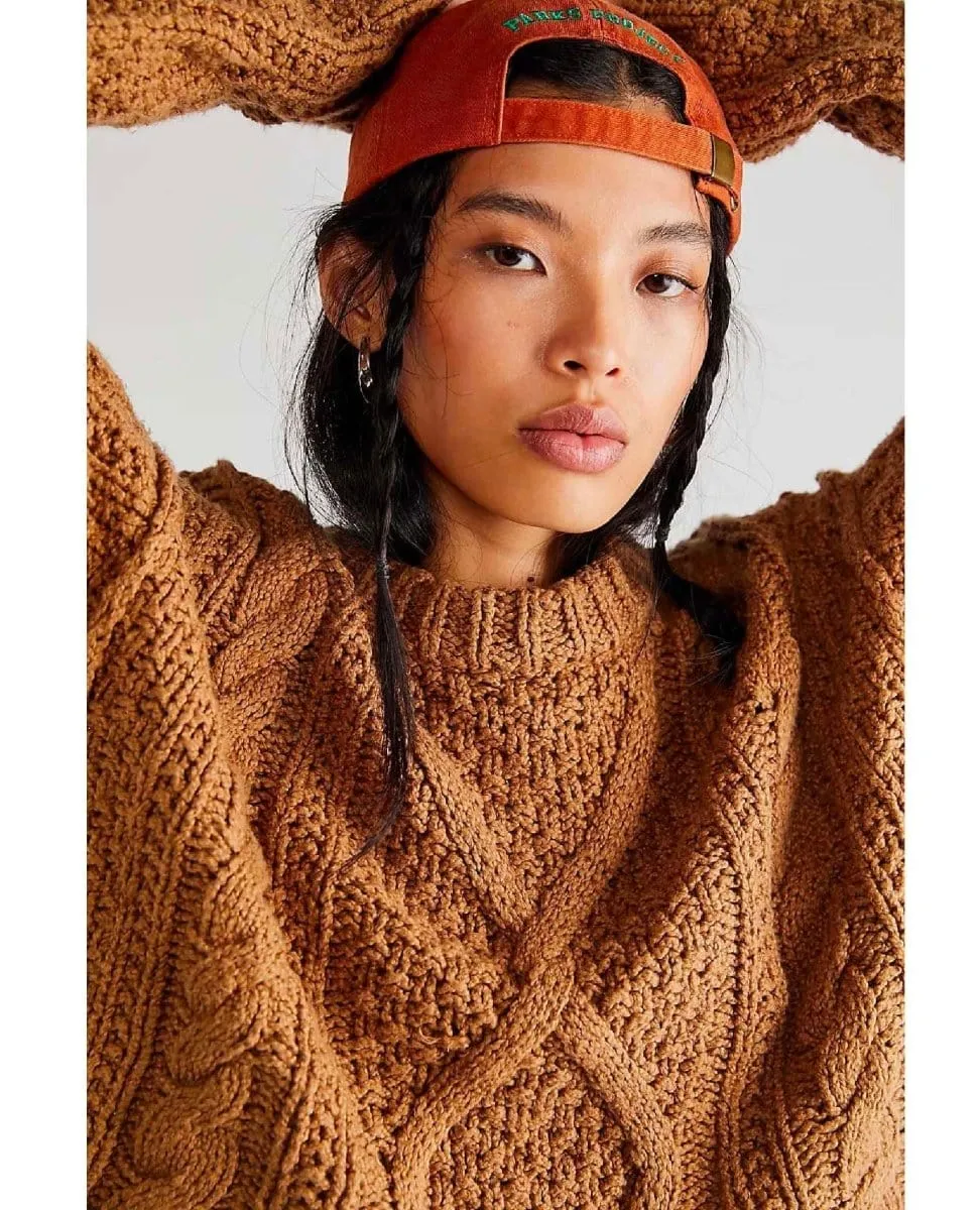 Cutting Edge Cable Sweater Camel