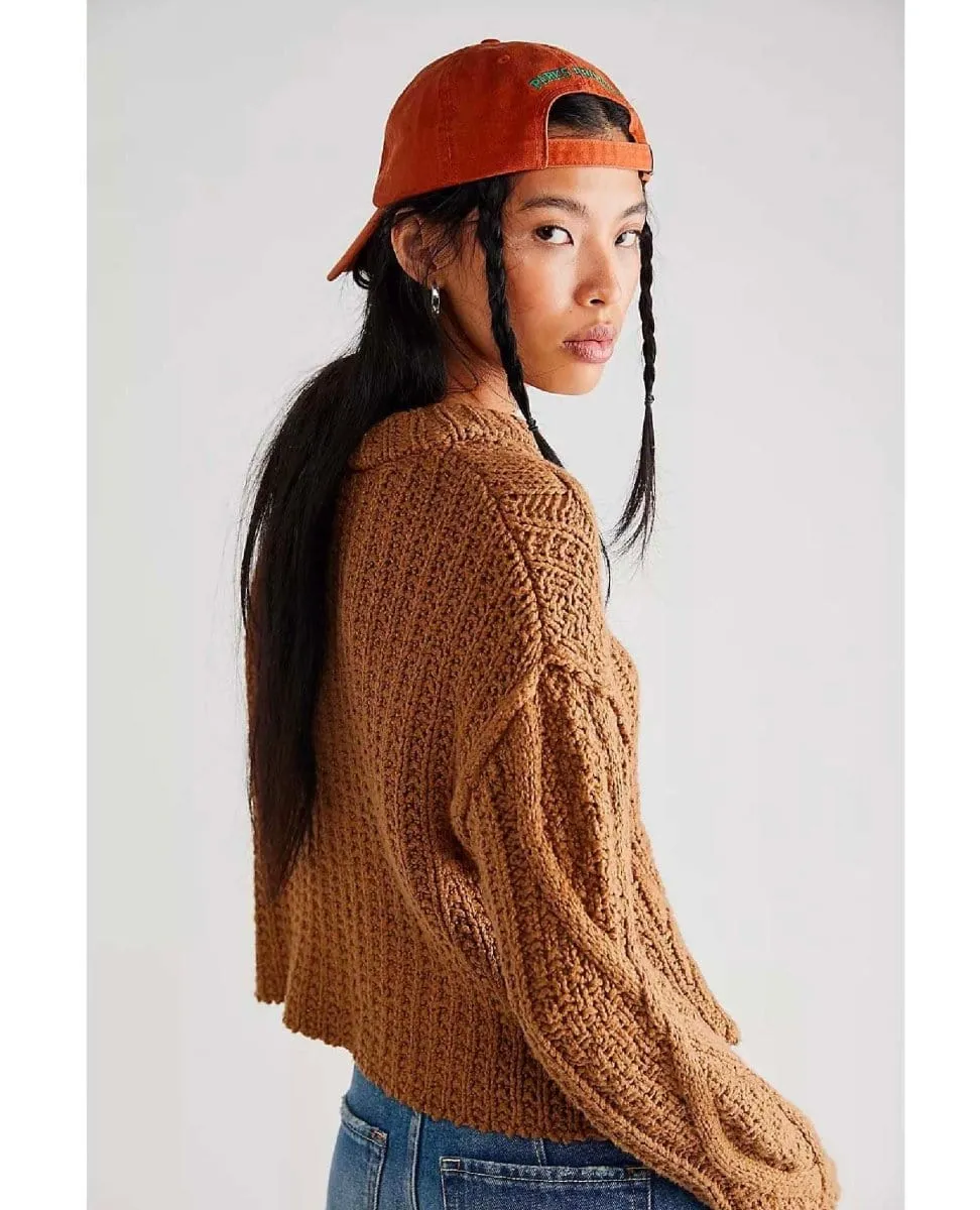 Cutting Edge Cable Sweater Camel