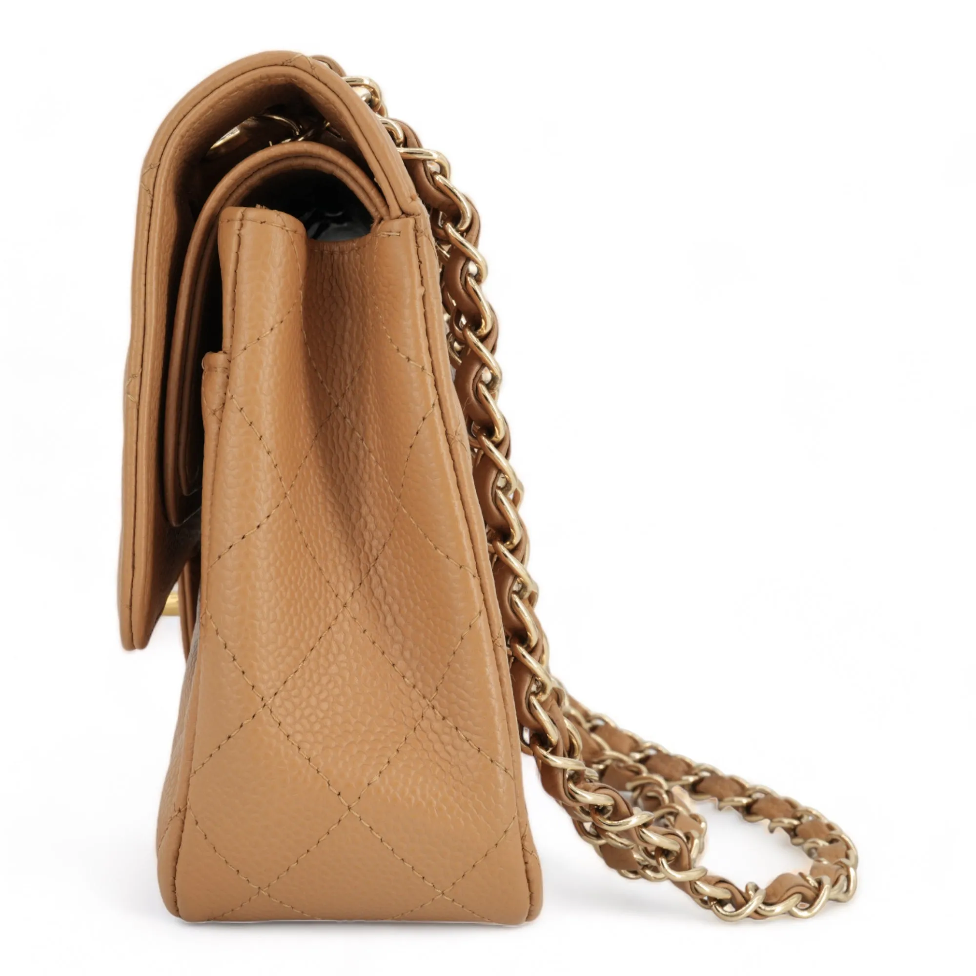 Dark Beige Caviar Medium Classic Double Flap Bag