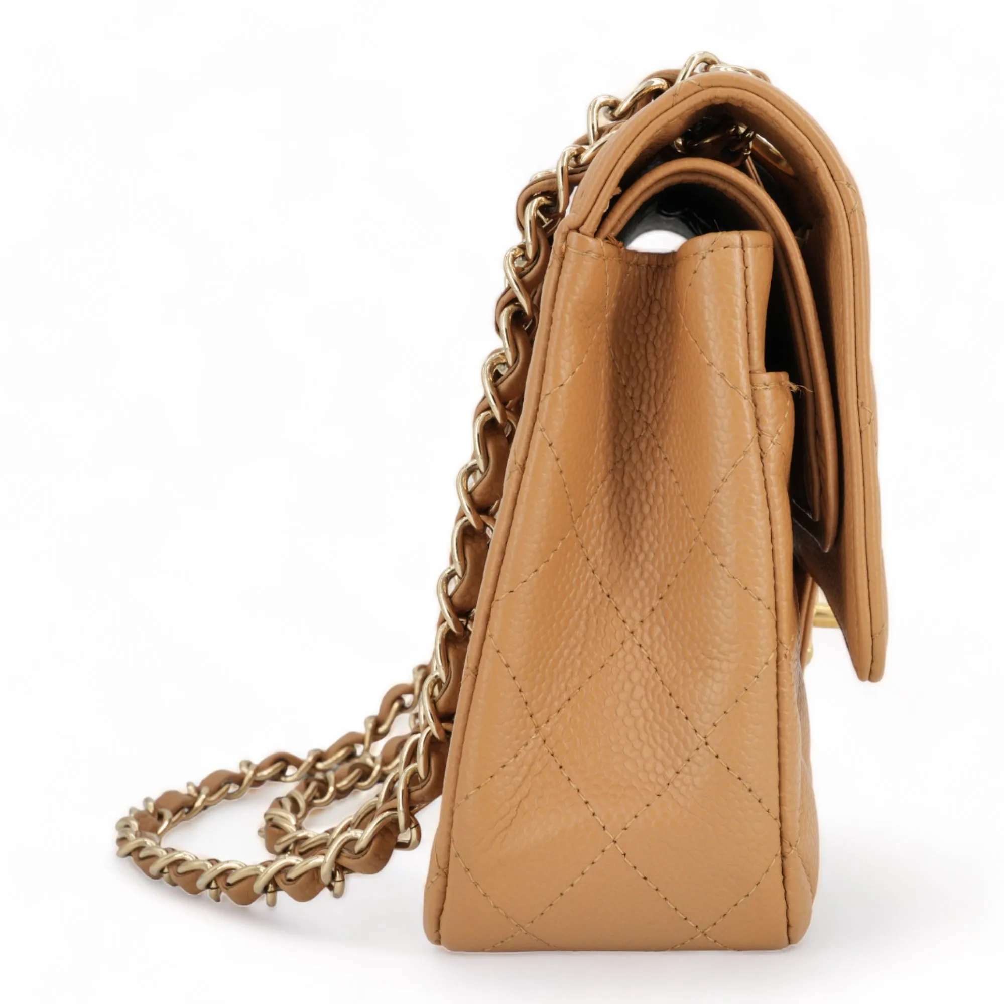Dark Beige Caviar Medium Classic Double Flap Bag