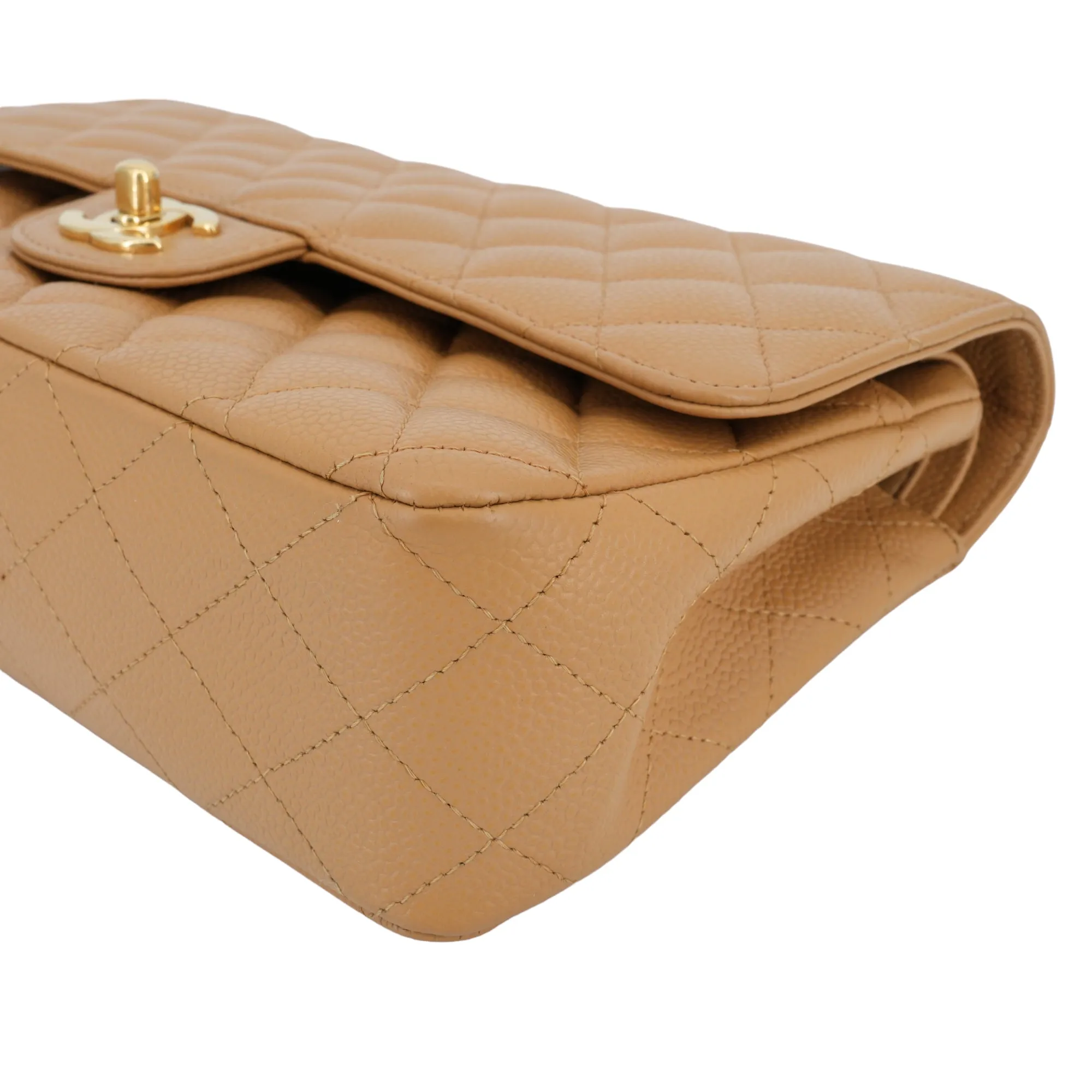 Dark Beige Caviar Medium Classic Double Flap Bag