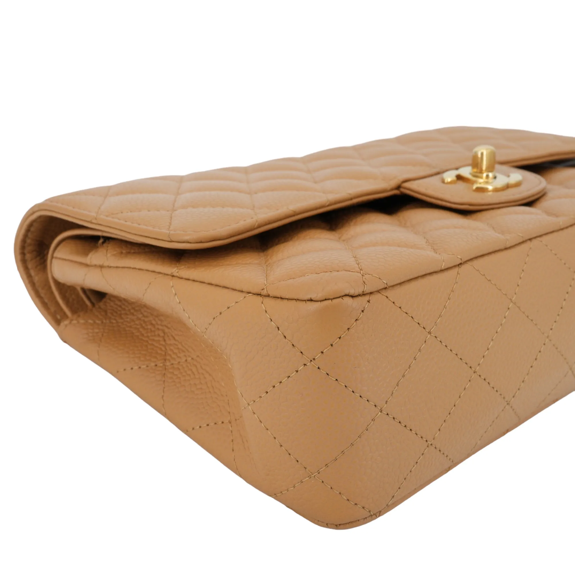 Dark Beige Caviar Medium Classic Double Flap Bag