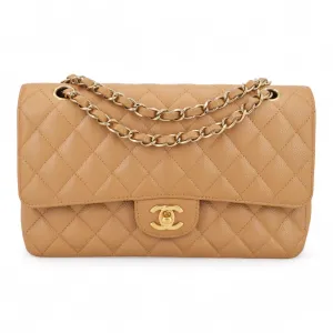 Dark Beige Caviar Medium Classic Double Flap Bag