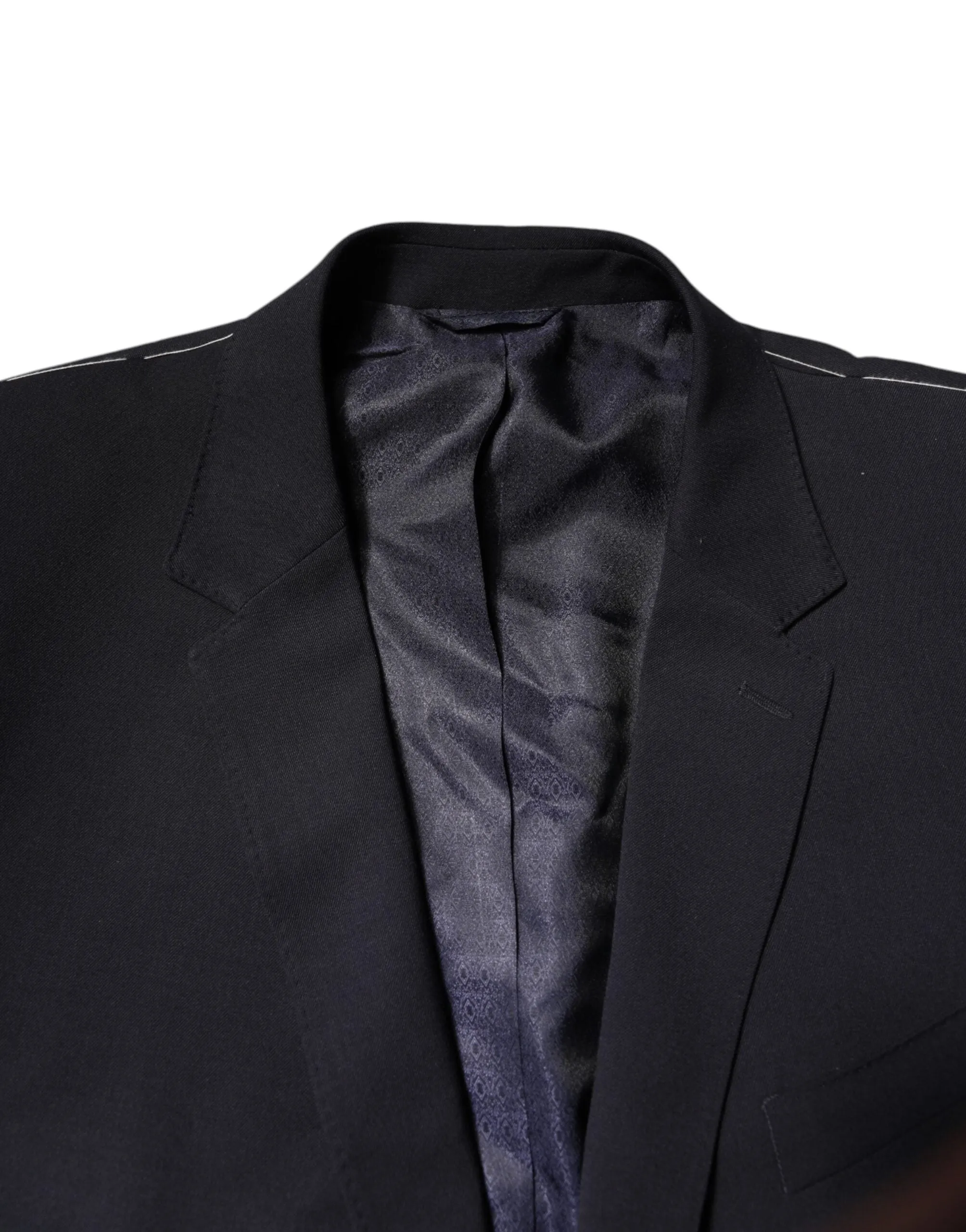 Dark Blue Wool Single Breasted Coat Blazer