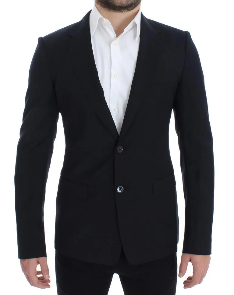 Dark blue wool slim fit blazer