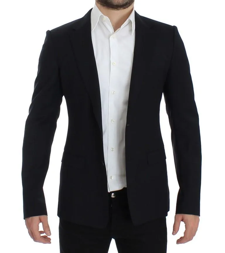Dark blue wool slim fit blazer