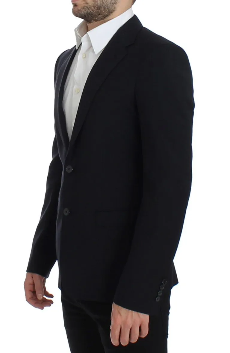 Dark blue wool slim fit blazer