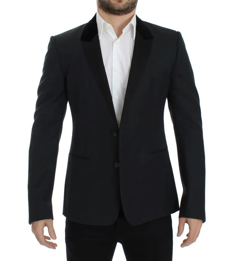 Dark green wool slim fit blazer